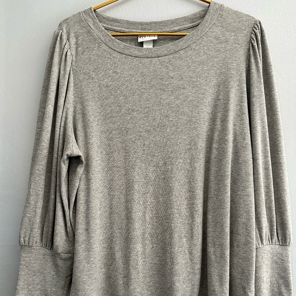 Ava & Viv Gray Long Sleeve Blouse With Large Cuffs